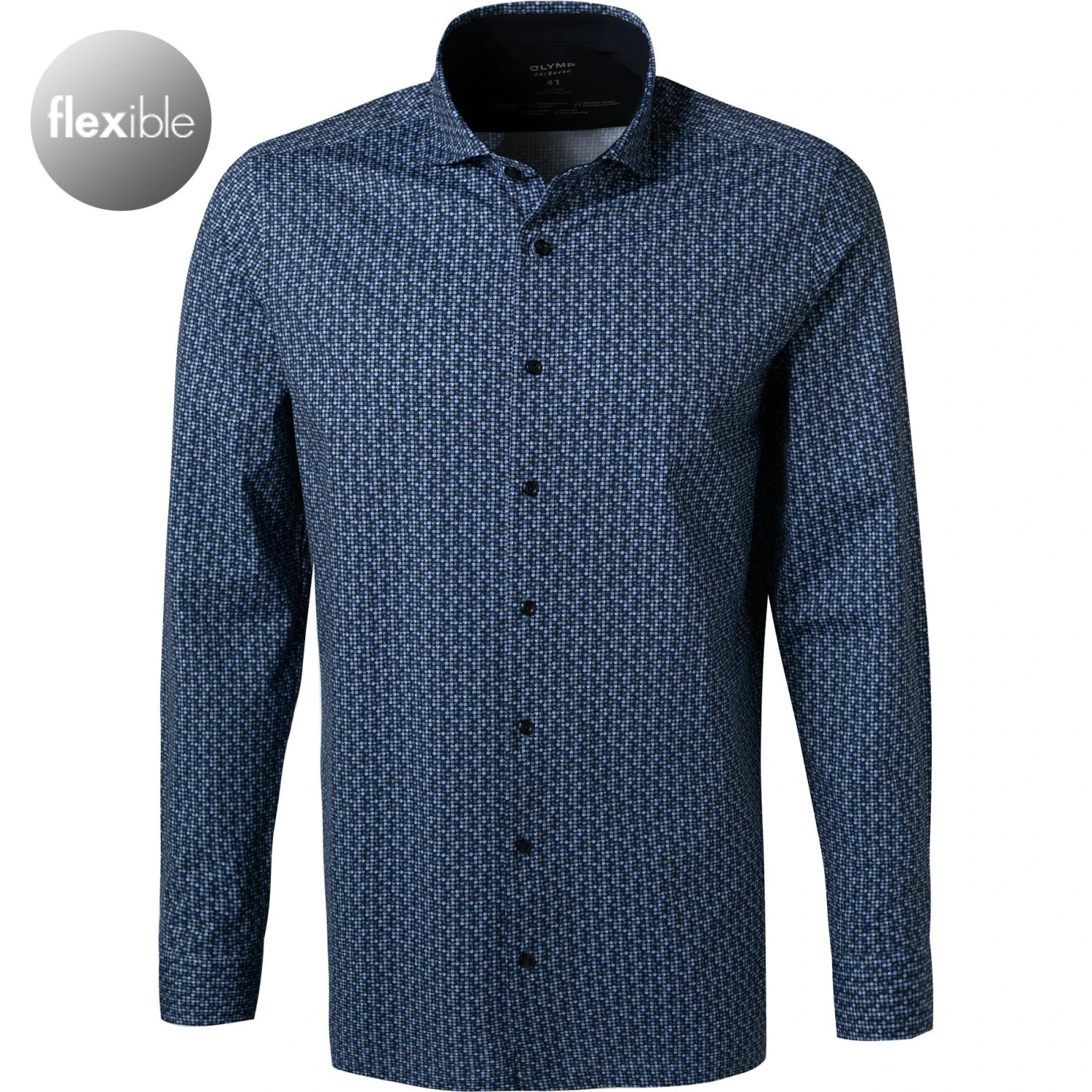 OLYMP Luxor Modern Fit 1204/14/18 Hemd, Jersey geruchshemmend, Marineblau gemustert, Marine 1 OLYMP Luxor Modern Fit 1204/14/18 Hemd, Jersey geruchshemmend, Marineblau gemustert, Marine