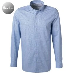OLYMP Luxor Modern Fit 1296/14/11 Hemd, Jersey geruchshemmend, Bleu gemustert, Bleu