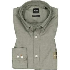 BOSS Hemd Mabsoot 50462815/360 Slim Fit, Baumwolle, Olivegrün meliert, Olive