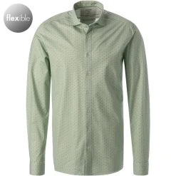 OLYMP Luxor Modern Fit 1296/14/45 Hemd, Jersey geruchshemmend, Grün gemustert, Grün