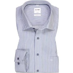 OLYMP Luxor Comfort Fit 1080/14/18 Hemd, Baumwolle, Marine-weiß gestreift, Marine