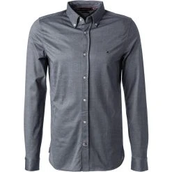 Tommy Hilfiger Hemd MW0MW23789/DCC Slim Fit, Jersey, Blau meliert, Dunkelblau
