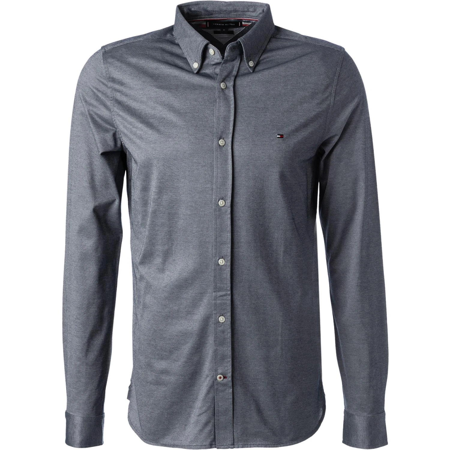 Tommy Hilfiger Hemd MW0MW23789/DCC Slim Fit, Jersey, Blau meliert, Dunkelblau 1 Tommy Hilfiger Hemd MW0MW23789/DCC Slim Fit, Jersey, Blau meliert, Dunkelblau