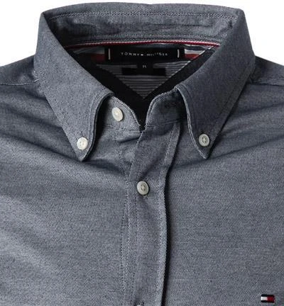 Tommy Hilfiger Hemd MW0MW23789/DCC Slim Fit, Jersey, Blau meliert, Dunkelblau 3 Tommy Hilfiger Hemd MW0MW23789/DCC Slim Fit, Jersey, Blau meliert, Dunkelblau – Bild 3