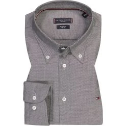 Tommy Hilfiger Hemd MW0MW22512/0GJ Slim Fit, Bio Baumwolle, Schwarz meliert, Schwarz