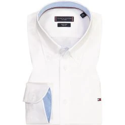 Tommy Hilfiger Hemd MW0MW22512/YCE Slim Fit, Bio Baumwolle, Weiß