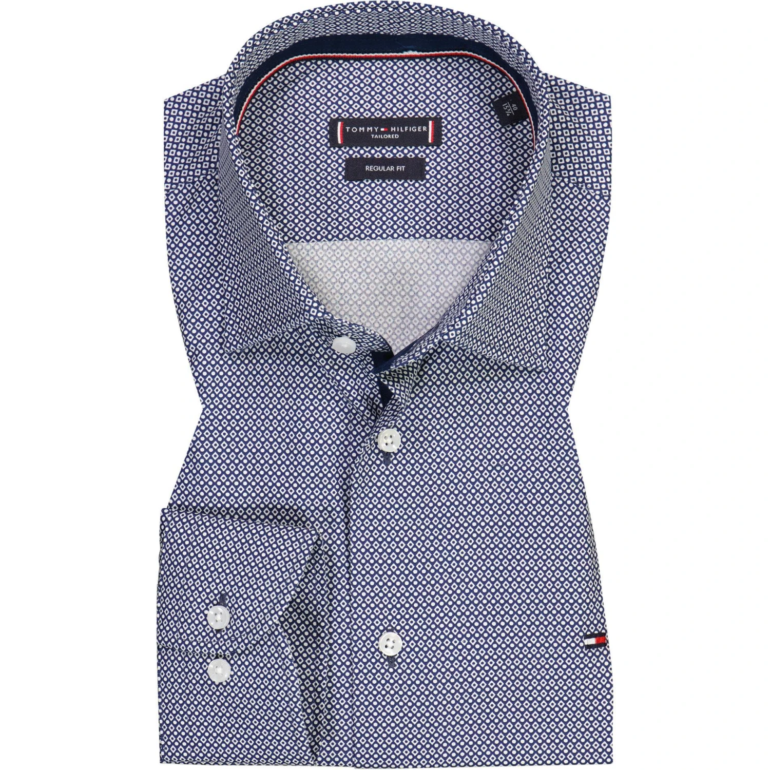 Tommy Hilfiger Hemd MW0MW21757/0GY Regular Fit, Popeline, Navy-weiß gemustert, Navy-weiß 1 Tommy Hilfiger Hemd MW0MW21757/0GY Regular Fit, Popeline, Navy-weiß gemustert, Navy-weiß