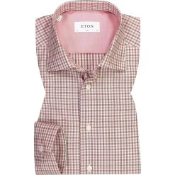ETON Hemd 1000/03167/55 Slim Fit, Baumwolle, Rot-olivgrün kariert, Rot-olive
