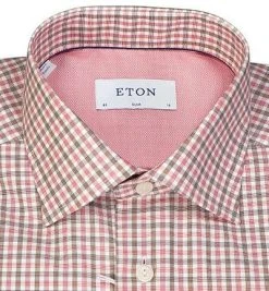 ETON Hemd 1000/03167/55 Slim Fit, Baumwolle, Rot-olivgrün kariert, Rot-olive -hemdenverkauf 384260 norm2