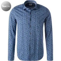 OLYMP Casual Level Five Body Fit 3226/14/18 Hemd, Jersey, Marine gemustert, Marine