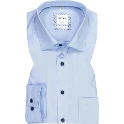 OLYMP Luxor Comfort Fit 1142/14/11 Hemd, Baumwolle, Bleu meliert, Bleu