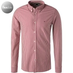 Tommy Hilfiger Hemd MW0MW23790/0EV Slim Fit, Jersey, Dunkelrot-weiß gestreift, Dunkelrot-weiß