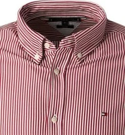 Tommy Hilfiger Hemd MW0MW23790/0EV Slim Fit, Jersey, Dunkelrot-weiß gestreift, Dunkelrot-weiß -hemdenverkauf 384308 norm2