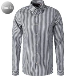 Tommy Hilfiger Hemd MW0MW21659/0A4 Slim Fit, Baumwolle, Jersey, Navy-weiß gestreift, Navy-weiß