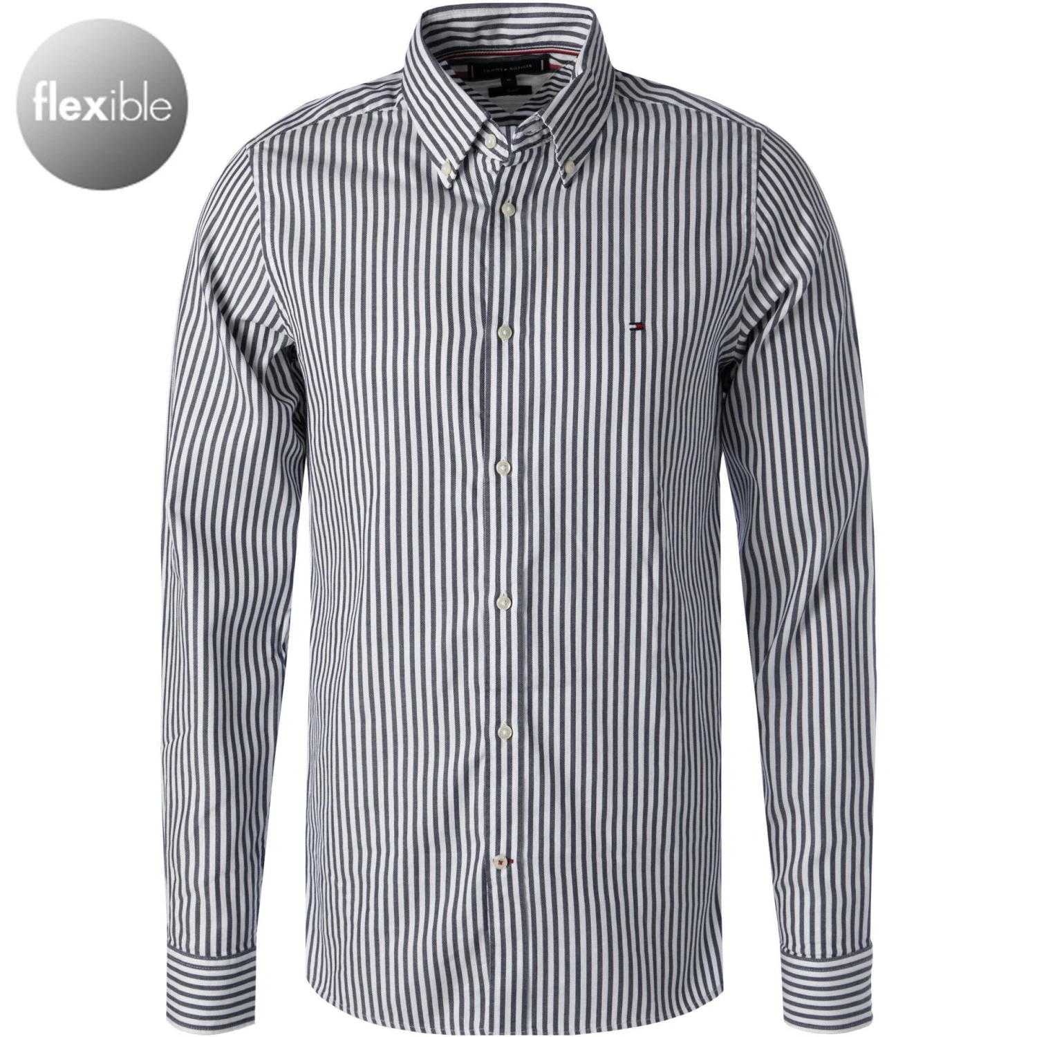 Tommy Hilfiger Hemd MW0MW21659/0A4 Slim Fit, Baumwolle, Jersey, Navy-weiß gestreift, Navy-weiß 1 Tommy Hilfiger Hemd MW0MW21659/0A4 Slim Fit, Baumwolle, Jersey, Navy-weiß gestreift, Navy-weiß