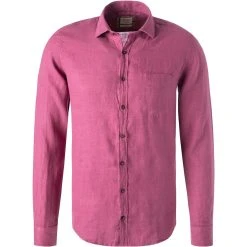 OLYMP Casual Level Five Body Fit 3210/14/35 Hemd, Reines Leinen, Fuchsia, Rot