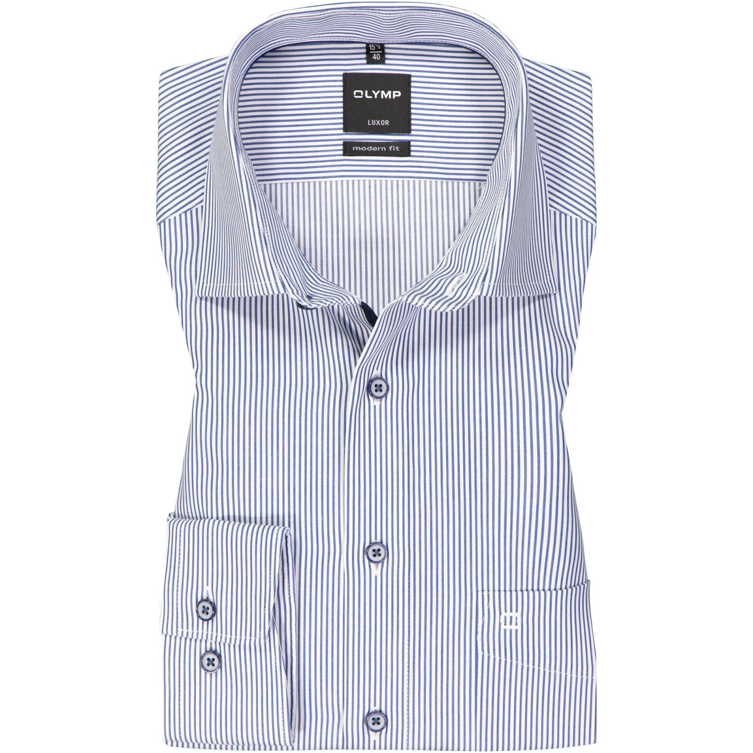 OLYMP Luxor Modern Fit 1280/14/18 Hemd, Baumwolle, Marineblau gestreift, Marine 1 OLYMP Luxor Modern Fit 1280/14/18 Hemd, Baumwolle, Marineblau gestreift, Marine
