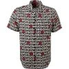 HUGO Hemd Ellino 50468084/001 Kurzarmhemd, Straight Fit, Popeline, Schwarz-beige gemustert, Schwarz