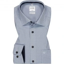 OLYMP Luxor Comfort Fit 1130/14/28 Hemd, Baumwolle, Blau-braun gemustert, Braun