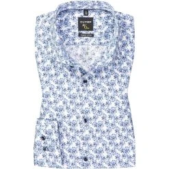 OLYMP No. Six Super Slim 2552/14/11 Hemd, Super Slim Fit, Baumwolle, Bleu gemustert, Bleu