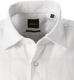 BOSS Hemd Rash 50467417/100 Kurzarmhemd, Regular Fit, Reines Leinen, Weiß -hemdenverkauf 384636 norm2