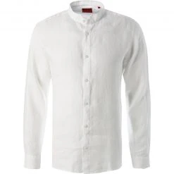 HUGO Hemd Elvorini 50450761/199 Extra Slim Fit, Reines Leinen, Weiß