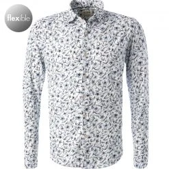 hemdenverkauf 48 FIL NOIR Hemd Angelo 60200/35 Shaped Fit, Baumwolle CO2-Neutral, Navy-orange gemustert, Navy-orange