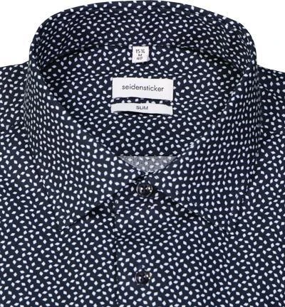 Seidensticker Hemd 653460/19 Slim Fit, Baumwolle, Dunkelblau-weiß gemustert, Dunkelblau 3 Seidensticker Hemd 653460/19 Slim Fit, Baumwolle, Dunkelblau-weiß gemustert, Dunkelblau – Bild 3