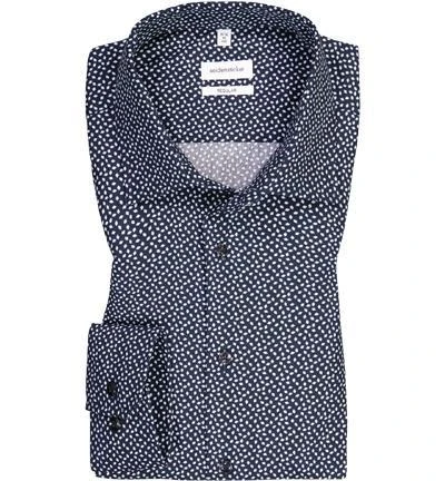 Seidensticker Hemd 153460/19 Regular Fit, Baumwolle, Dunkelblau-weiß gemustert, Dunkelblau 2 Seidensticker Hemd 153460/19 Regular Fit, Baumwolle, Dunkelblau-weiß gemustert, Dunkelblau – Bild 2