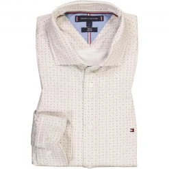 Tommy Hilfiger Hemd MW0MW21763/0F4 Slim Fit, Jersey, Creme-navy gemustert, Creme