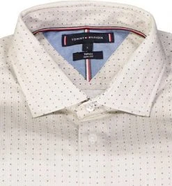 Tommy Hilfiger Hemd MW0MW21763/0F4 Slim Fit, Jersey, Creme-navy gemustert, Creme -hemdenverkauf 384918 norm2