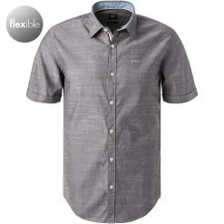 BOSS Hemd Ronn 50468980/404 Kurzarmhemd, Slim Fit, Baumwolle, Blau, Dunkelblau