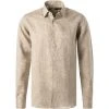 KARL LAGERFELD Hemd 605000/60/521667/550 Reines Leinen, Greige meliert, Olive