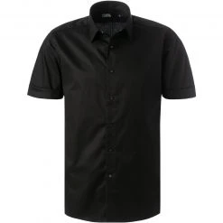 KARL LAGERFELD Hemd 605500/61/521699/990 Kurzarmhemd, Baumwolle, Schwarz