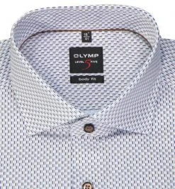 OLYMP Level Five Body Fit 2082/14/28 Hemd, Baumwolle, Blau-braun gemustert, Blau-braun -hemdenverkauf 385322 norm2