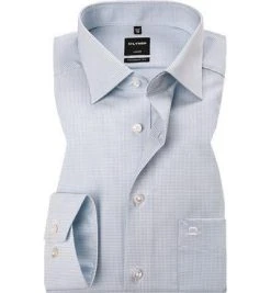 OLYMP Hemd Luxor Modern Fit EL 0316/69/11 Baumwolle, Extra langer Arm, Blau-weiß kariert, Blau