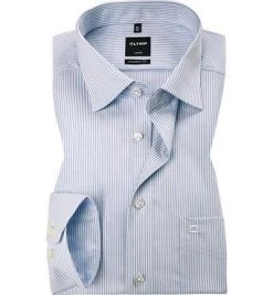 OLYMP Hemd Luxor Modern Fit EL 0314/69/11 Baumwolle, Extra langer Arm, Blau-weiß gestreift, Blau