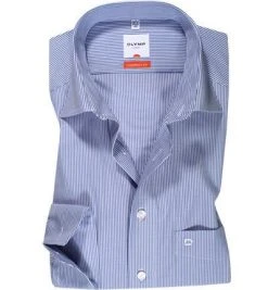 OLYMP Hemd Luxor Modern Fit 0326/64/15 Popeline, Blau-weiß gestreift, Blau