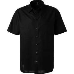 ETERNA Hemd 1100/K198/39 Kurzarmhemd, Comfort Fit, Popeline, Schwarz